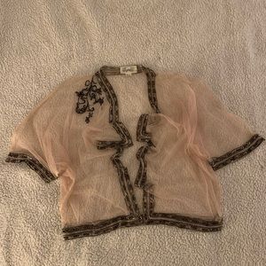 Embellished Mesh Kimono | S